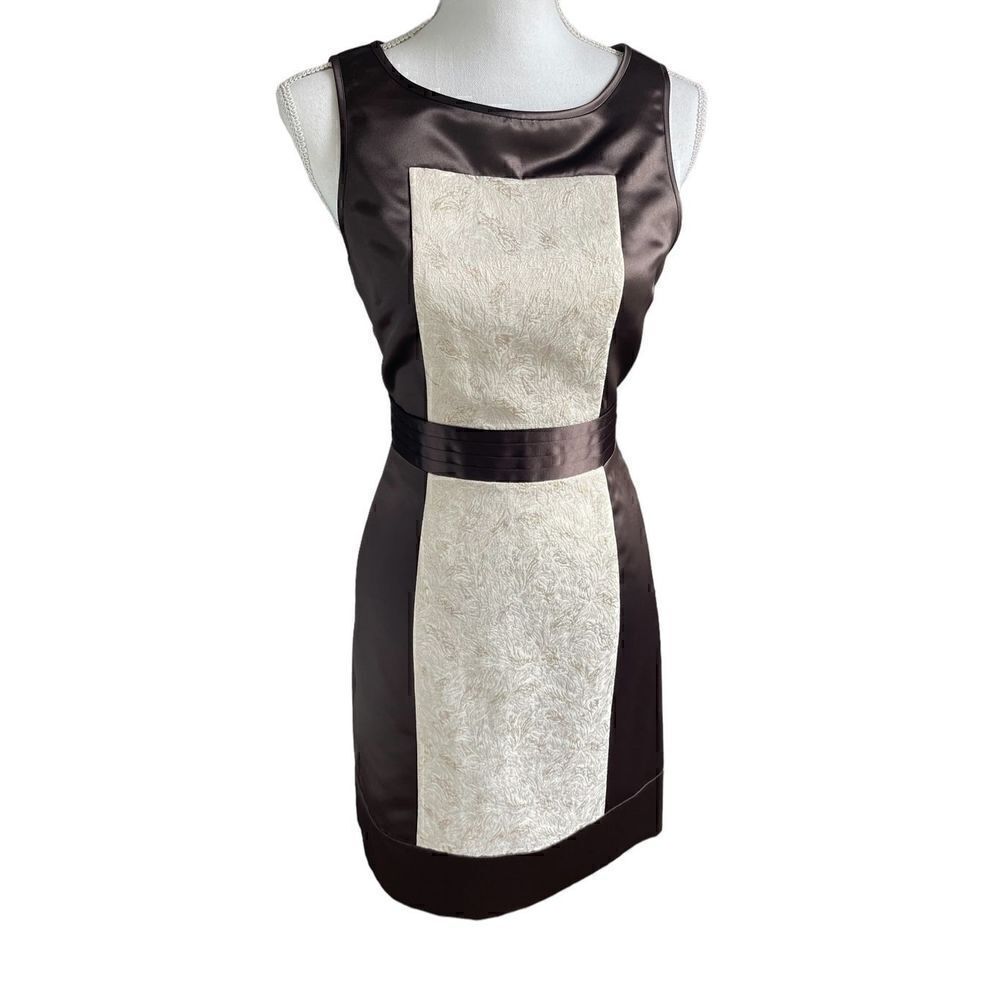 New BCBG Brown & Beige Sheath Dress Size S